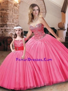Pretty Tulle Hot Pink Princesita Quinceanera Dresses with Beading