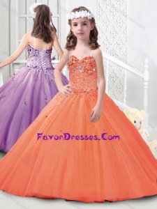 Hot Sale Spaghetti Straps Tulle Mini Quinceanera Dress with Beading