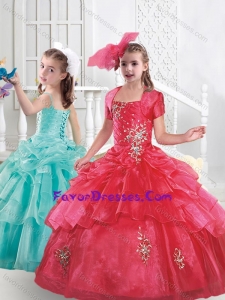 Popular Organza Applique and Beaded Mini Quinceanera Dress in Red