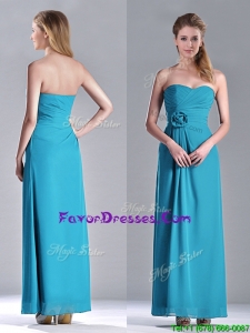 Hot Sale Ankle Length Hand Crafted Flower Prom Dress in Teal