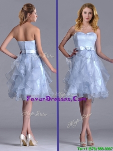 Cheap Empire Sweetheart Bowknot Lavender Prom Dress in Knee Length
