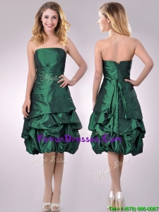 Classical Taffeta Strapless Bubble Prom Dress in Dark Green