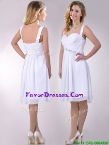 New Applique Decorated Straps and Waist White Prom Dress in Chiffon