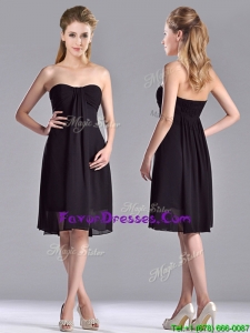 Cheap Empire Knee Length Black Prom Dress in Chiffon