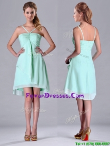 Empire Straps Apple Green Ruching Short Prom Dress in Chiffo