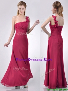 Hot Sale One Shoulder Red Prom Dress with Appliques and Ruching