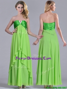 Pretty Beaded Decorated V Neck Spring Green Prom Dress in Ankle Length