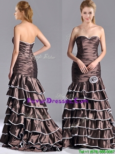 Luxurious Mermaid Ruffled Layers Prom Dress with Brush Train