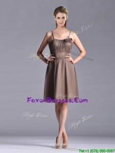 Popular Chiffon Brown Short Mother Dress with Spaghetti Straps