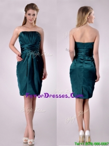 Popular Column Ruched Decorated Bodice Mother Dress in Hunter Green