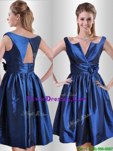 Exquisite Open Back Hand Crafted Flower Mother Dress in Royal Blue