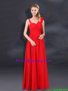 2015 Ruching Empire Prom Dresses with Asymmetrical