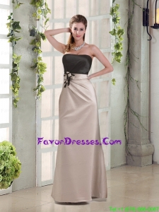 2015 Strapless Prom Dresses with Hand Made Flowers