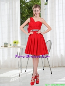 2015 The Most Popular One Shoulder A Line Prom Dresses with Ruching