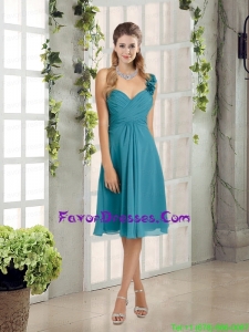 Empire Ruching Turquoise 2015 Sexy Prom Dress with One Shoulder