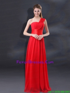 One Shoulder Ruching Empire Prom Dresses for 2015