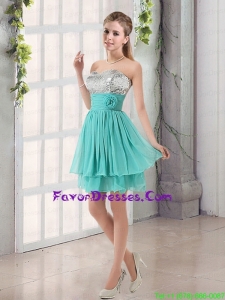 Sweetheart A Line Prom Dress with Sequins and Handle Made Flowers