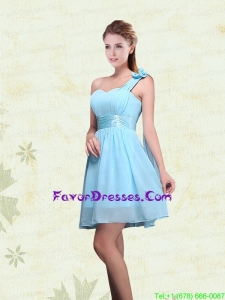 A Line Ruching Chiffon Prom Dresses with One Shoulder