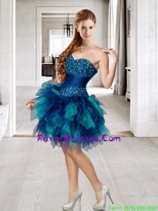 Affordable Beading and Ruffles Multi-color Prom Dress For 2015