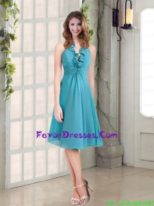 Empire Ruffles Turquoise 2015 Beautiful Prom Dress with Halter