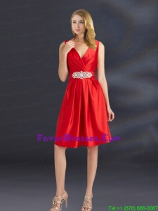 Empire V Neck Prom Dress with Appliques and Ruching