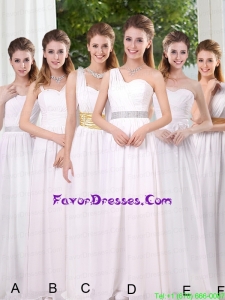 White Ruching Empire Prom Dresses for 2015