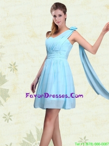 One Shoulder A Line Ruching Prom Dresses for 2015