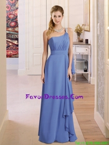 Popular Beading Ruching Prom Dresses with One Shoulder