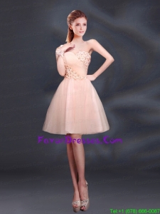 Sweet One Shoulder A Line Appliques 2015 Prom Dress