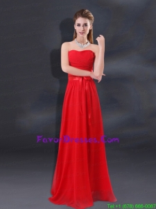 2015 Ruching Empire Prom Dresses with Belt