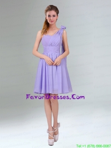 Gorgeous Mini Length Lavender Prom Dress with Ruching and Handmade