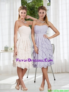 2015 Romantic Lavender Sweetheart Prom Dress with Ruching and Ruffles