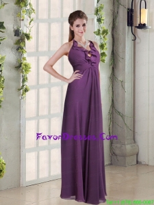 Empire Ruffles Halter 2015 Prom Dress in Purple