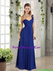 2015 Empire Ruching One Shoulder Prom Dress in Royal Blue