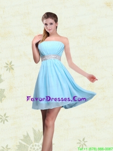 Strapless A Line Ruching Sequins Chiffon Prom Dresses