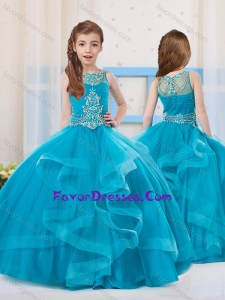 Pretty Ball Gowns Organza Beaded Side Zipper Little Girl Pageant Dress with Scoop