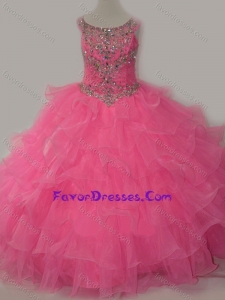 Discount Puffy Skirt Ruffled Layers Little Girl Pageant Dress in Rose Pink