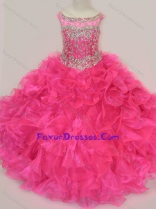 Exclusive Scoop Hot Pink Little Girl Pageant Dress with Beading and Ruffles