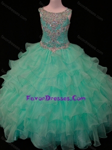 New Arrivals Mint Scoop Little Girl Pageant Dress with Beading and Ruffled Layers