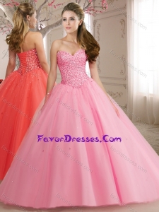 Discount Sweetheart Tulle Beaded Bodice Quinceanera Dress in Rose Pink