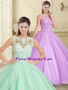 Exquisite Really Puffy Applique Scoop Sweet 16 Dress with Open Back