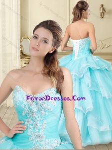 New Arrivals Applique and Ruffled Quinceanera Gown in Organza for 2016