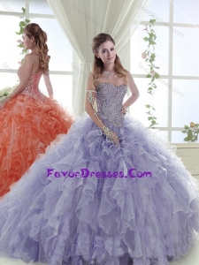 Popular Organza Sweetheart Lavender Quinceanera Dress with Beading and Ruffles