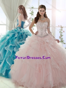 Discount Visible Boning Beaded Detachable Quinceanera Gown in Baby Pink