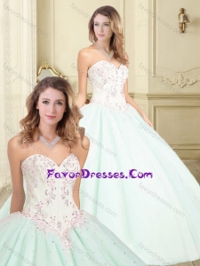 Beautiful Beaded and Applique Sweetheart Quinceanera Gown in Apple Green