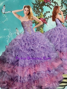 Classical Really Puffy Lavender Quinceanera Dress with Beading and Ruffles