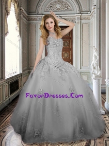 Popular Grey Ball Gown Sweet 15 Dress with Appliques and Beading