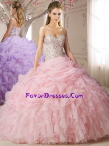 Elegant Beaded and Bubble Sweep Train Quinceanera Dress in Lavender