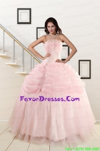 2015 Pretty Strapless Quinceanera Dresses with Beading and Pick Ups