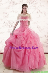 Ball Gown Discount 2015 Quinceanera Dresses with Beading and Pick Ups